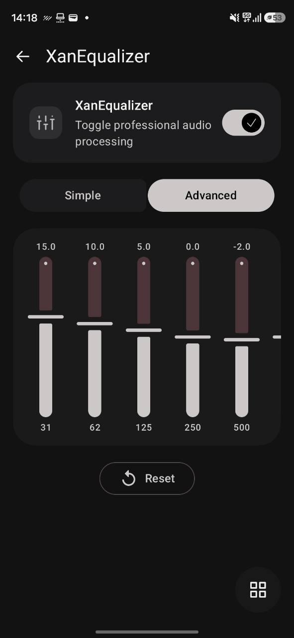 XAN advanced equalizer controls