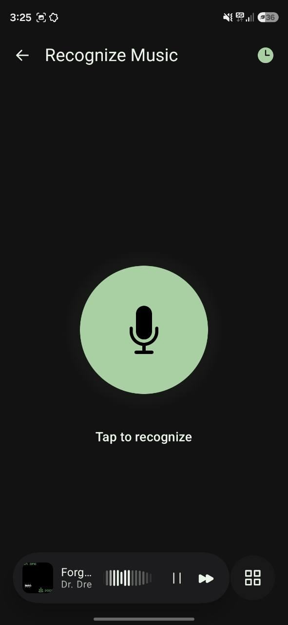 XAN music recognition screen